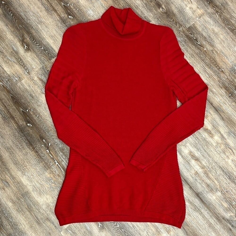 Renuar Women's Red Turtleneck Sweater Size S Old Money 90s Y2K Gilmore - Picture 2 of 12